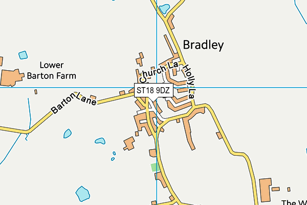 ST18 9DZ map - OS VectorMap District (Ordnance Survey)