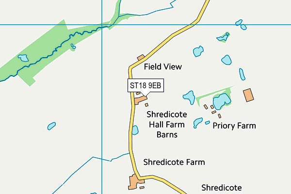 ST18 9EB map - OS VectorMap District (Ordnance Survey)