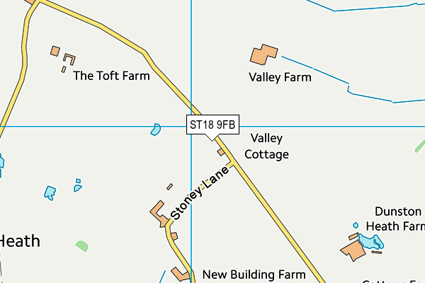 ST18 9FB map - OS VectorMap District (Ordnance Survey)