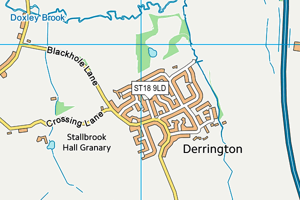 ST18 9LD map - OS VectorMap District (Ordnance Survey)