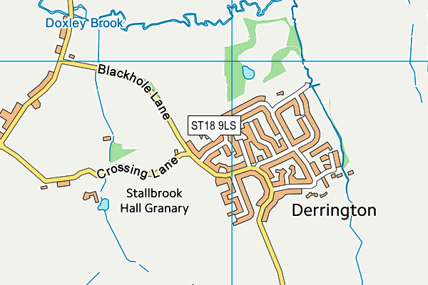 ST18 9LS map - OS VectorMap District (Ordnance Survey)