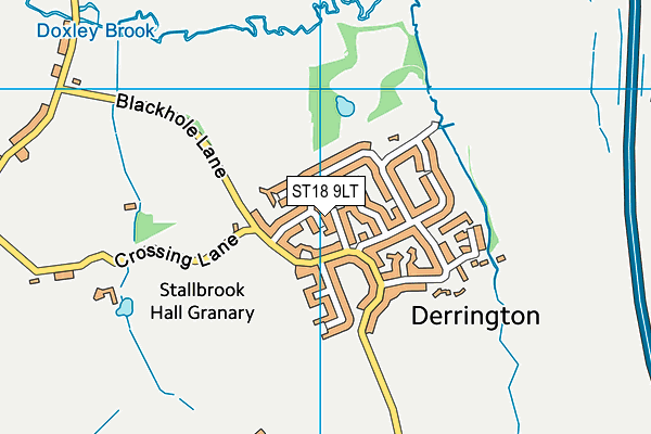 ST18 9LT map - OS VectorMap District (Ordnance Survey)