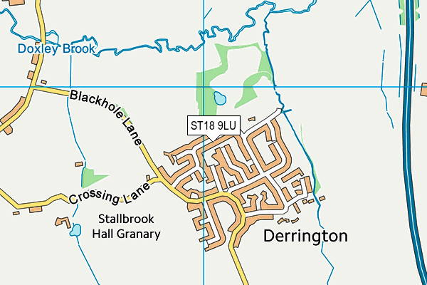 ST18 9LU map - OS VectorMap District (Ordnance Survey)