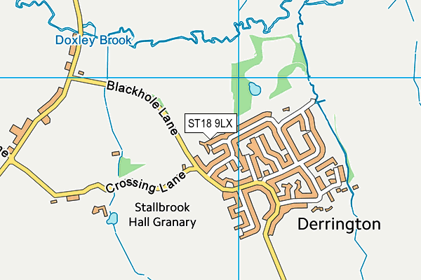 ST18 9LX map - OS VectorMap District (Ordnance Survey)