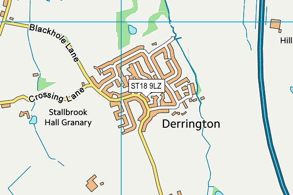 ST18 9LZ map - OS VectorMap District (Ordnance Survey)