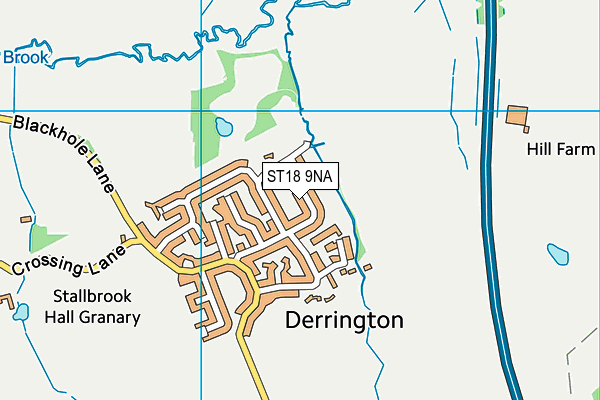 ST18 9NA map - OS VectorMap District (Ordnance Survey)