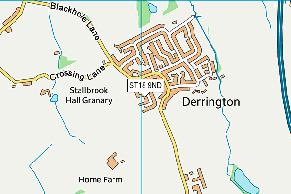 ST18 9ND map - OS VectorMap District (Ordnance Survey)