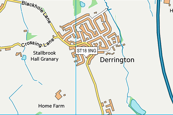 ST18 9NG map - OS VectorMap District (Ordnance Survey)