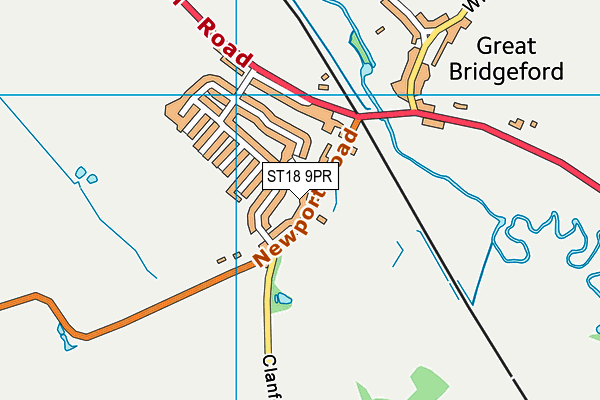 Great Bridgeford Lawn Tennis Club map (ST18 9PR) - OS VectorMap District (Ordnance Survey)