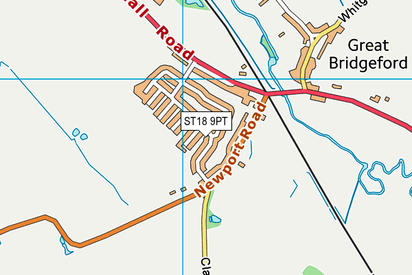 ST18 9PT map - OS VectorMap District (Ordnance Survey)