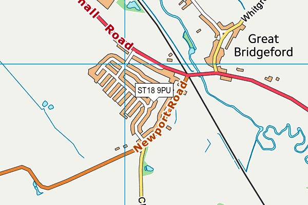 ST18 9PU map - OS VectorMap District (Ordnance Survey)