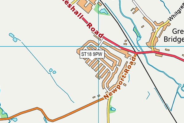 ST18 9PW map - OS VectorMap District (Ordnance Survey)