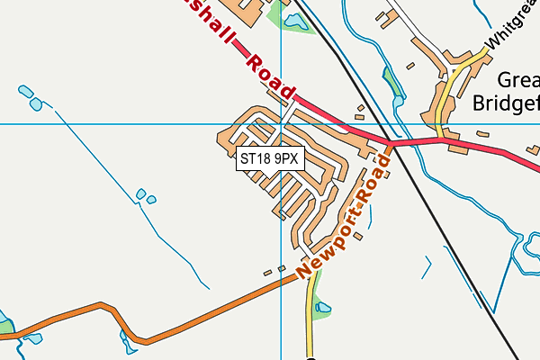 ST18 9PX map - OS VectorMap District (Ordnance Survey)