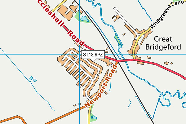 ST18 9PZ map - OS VectorMap District (Ordnance Survey)