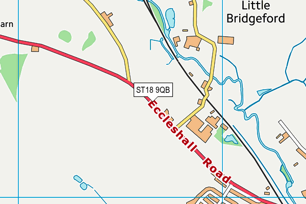 ST18 9QB map - OS VectorMap District (Ordnance Survey)