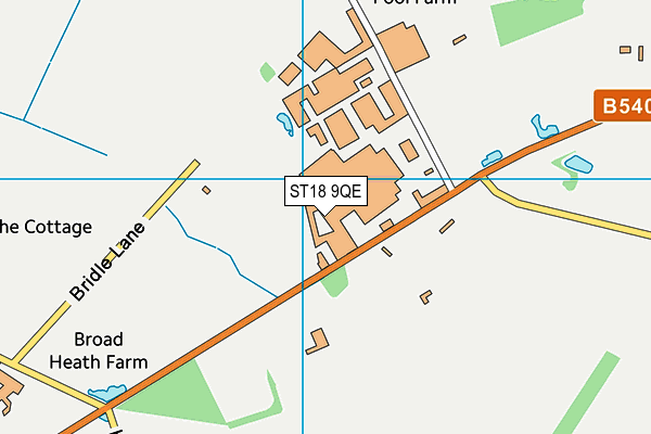 ST18 9QE map - OS VectorMap District (Ordnance Survey)