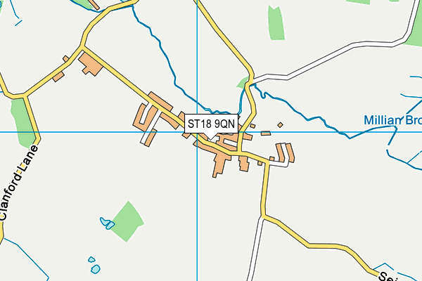 ST18 9QN map - OS VectorMap District (Ordnance Survey)