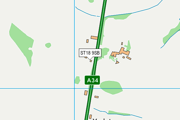 ST18 9SB map - OS VectorMap District (Ordnance Survey)