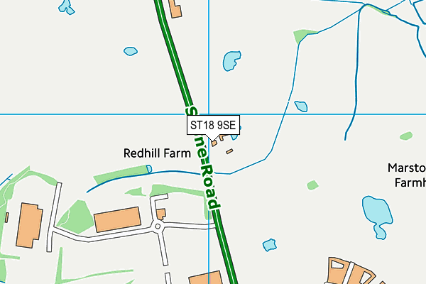 ST18 9SE map - OS VectorMap District (Ordnance Survey)