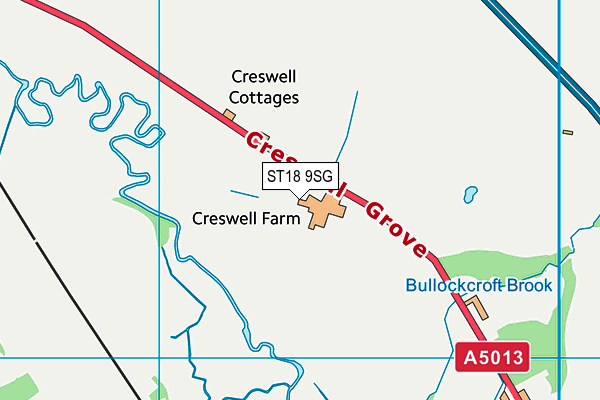 ST18 9SG map - OS VectorMap District (Ordnance Survey)