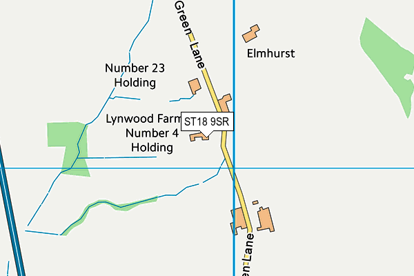 ST18 9SR map - OS VectorMap District (Ordnance Survey)