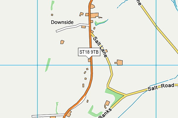 ST18 9TB map - OS VectorMap District (Ordnance Survey)