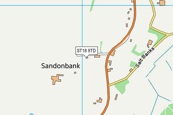 ST18 9TD map - OS VectorMap District (Ordnance Survey)