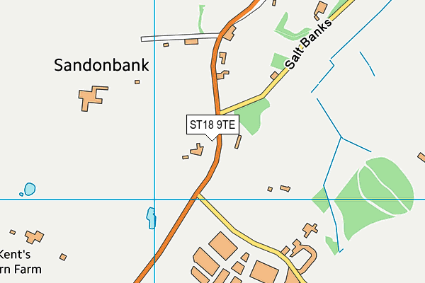 ST18 9TE map - OS VectorMap District (Ordnance Survey)