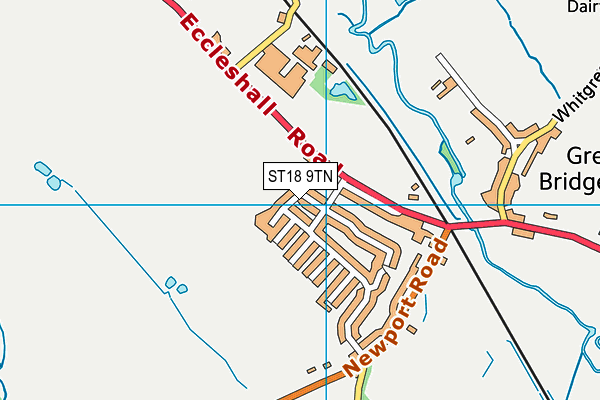 ST18 9TN map - OS VectorMap District (Ordnance Survey)