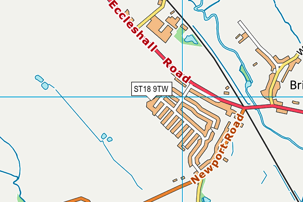 ST18 9TW map - OS VectorMap District (Ordnance Survey)