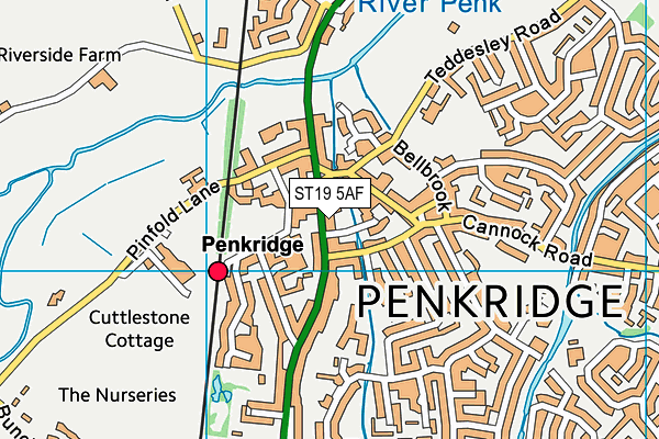 ST19 5AF map - OS VectorMap District (Ordnance Survey)