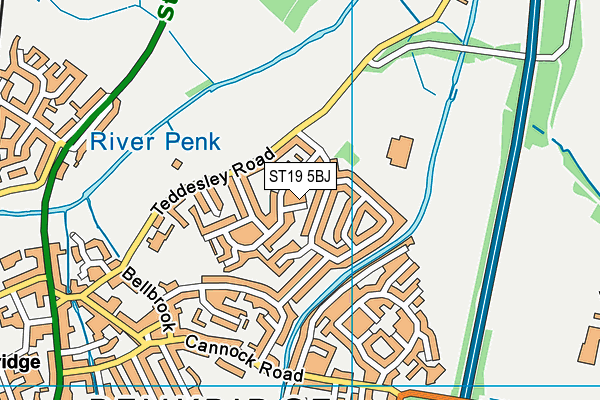 ST19 5BJ map - OS VectorMap District (Ordnance Survey)