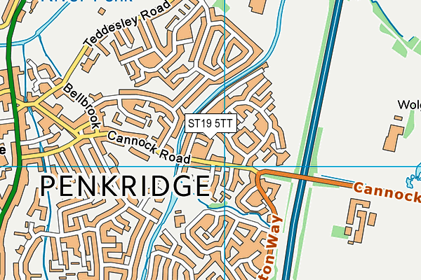 ST19 5TT map - OS VectorMap District (Ordnance Survey)