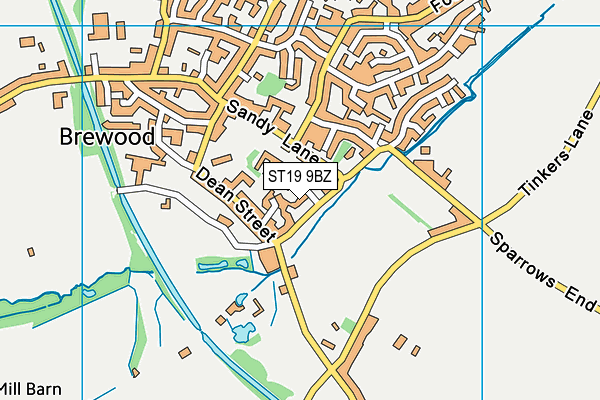 ST19 9BZ map - OS VectorMap District (Ordnance Survey)