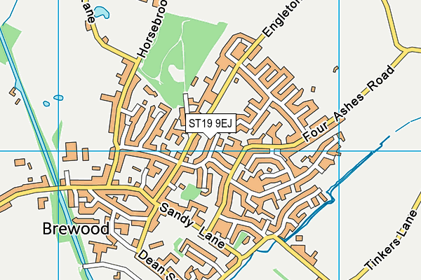 Brewood Jubilee Park map (ST19 9EJ) - OS VectorMap District (Ordnance Survey)