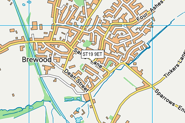 ST19 9ET map - OS VectorMap District (Ordnance Survey)