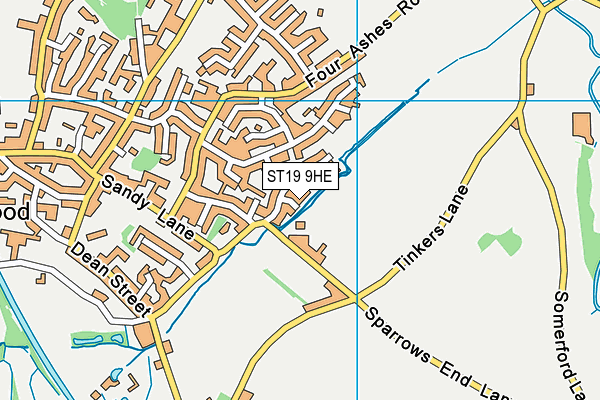 ST19 9HE map - OS VectorMap District (Ordnance Survey)