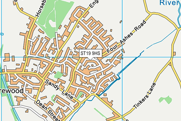 ST19 9HS map - OS VectorMap District (Ordnance Survey)