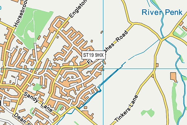 Brewood Cricket Club map (ST19 9HX) - OS VectorMap District (Ordnance Survey)