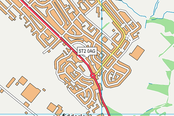 ST2 0AG map - OS VectorMap District (Ordnance Survey)