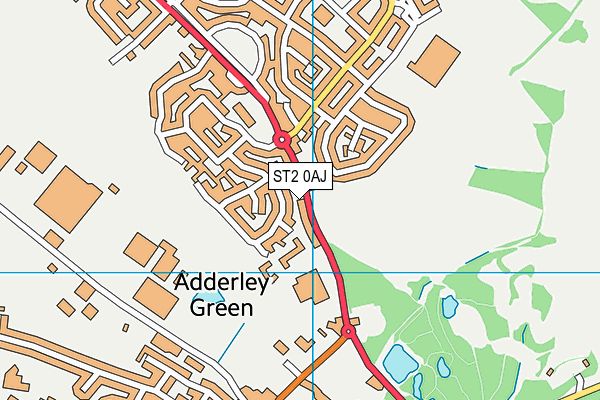 ST2 0AJ map - OS VectorMap District (Ordnance Survey)