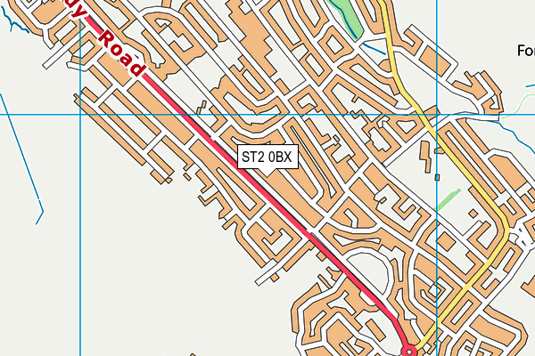 ST2 0BX map - OS VectorMap District (Ordnance Survey)