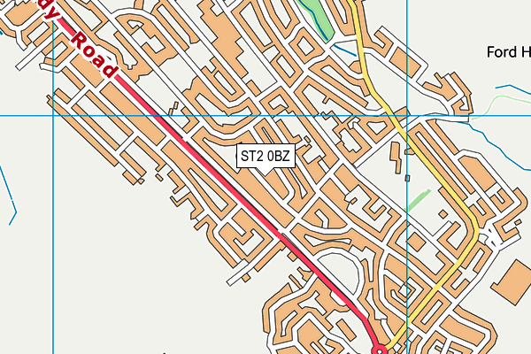 ST2 0BZ map - OS VectorMap District (Ordnance Survey)