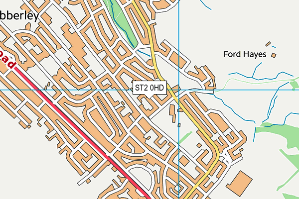 ST2 0HD map - OS VectorMap District (Ordnance Survey)