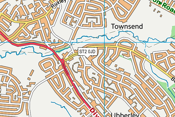 ST2 0JD map - OS VectorMap District (Ordnance Survey)