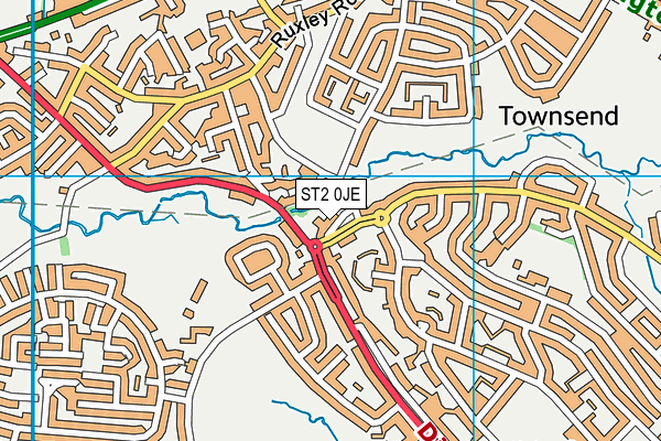 ST2 0JE map - OS VectorMap District (Ordnance Survey)