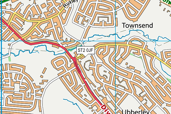 ST2 0JF map - OS VectorMap District (Ordnance Survey)