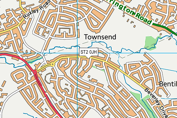 ST2 0JH map - OS VectorMap District (Ordnance Survey)