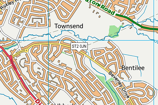 ST2 0JN map - OS VectorMap District (Ordnance Survey)