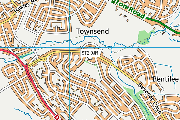 ST2 0JR map - OS VectorMap District (Ordnance Survey)